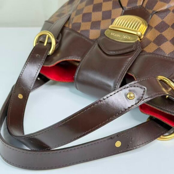 Louis Vuitton Damier Ebene Sistina GM Shoulder Bag Brown Checkerboard Pattern - Picture 8 of 10